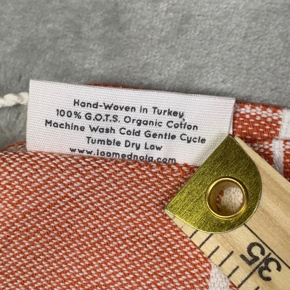 Loomed NOLA Organic Cotton Turkish Towel Peshtemal Terracotta Orange Stripe Boho